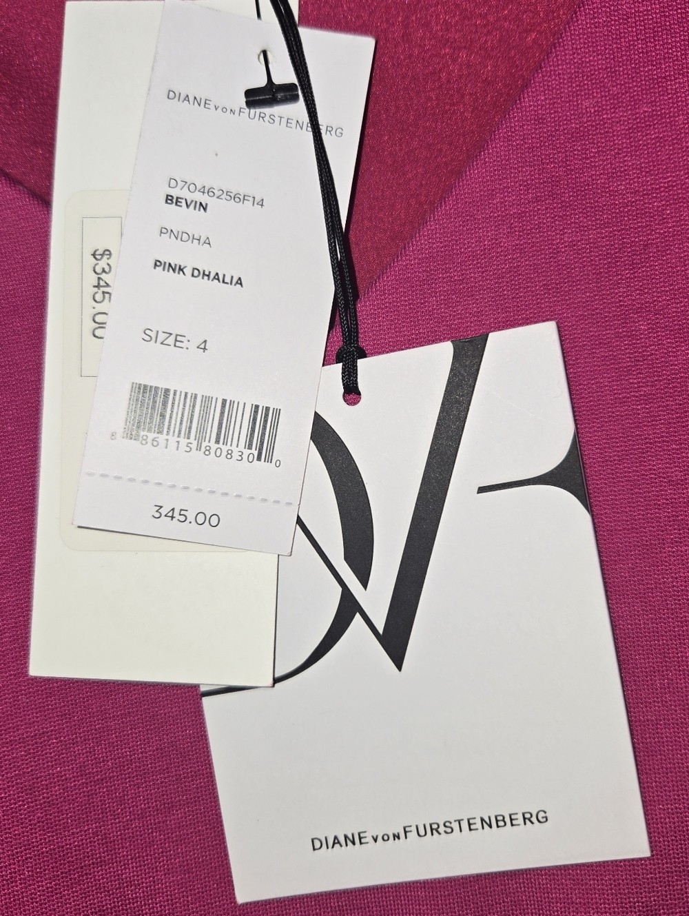 NWT Diane Von Furstenberg Bright Pink Cocktail dress w cinched waist, Size 4 - Picture 8 of 9